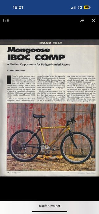 bicicleta vintage mtb mongoose iboc comp