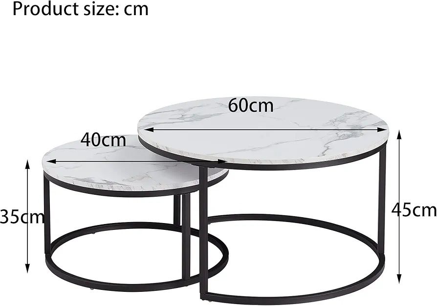 NOU Set 2 mese mdf, alb, marmoroptik