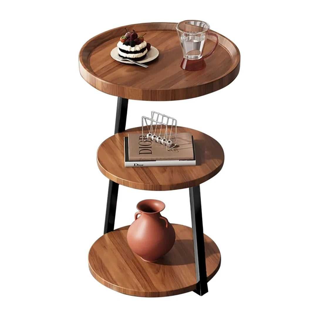 Masuta de cafea pentru living cu 3 polite rotunde, MDF, 62cm