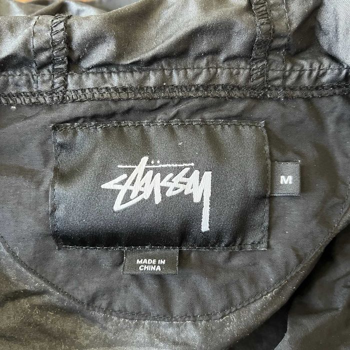 Stussy Jacket Mens Medium Black Long Coach Hooded Rain Coat