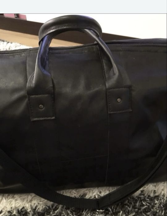 Geanta din piele naturala pt transport/voiaj/sala negru