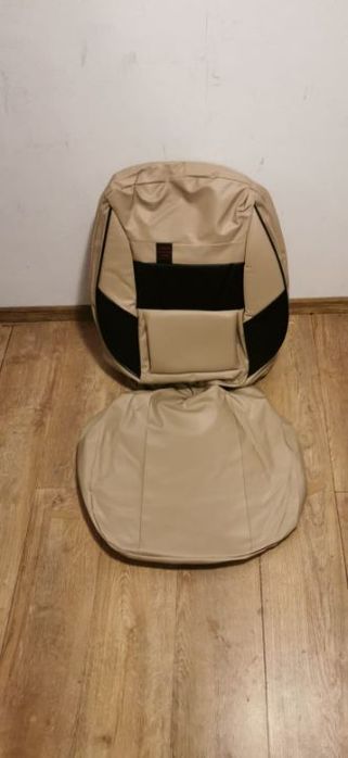 huse scaune imitație piele crem cu negru