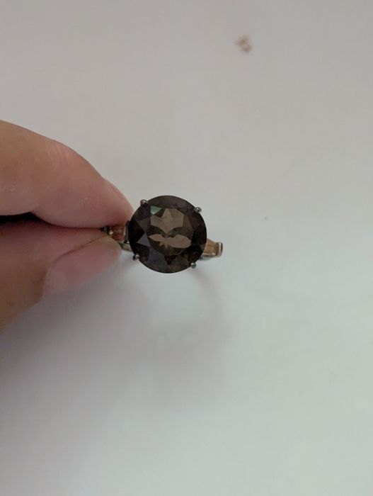 Vand inel argint vintage,cuart fumuriu cu citrin