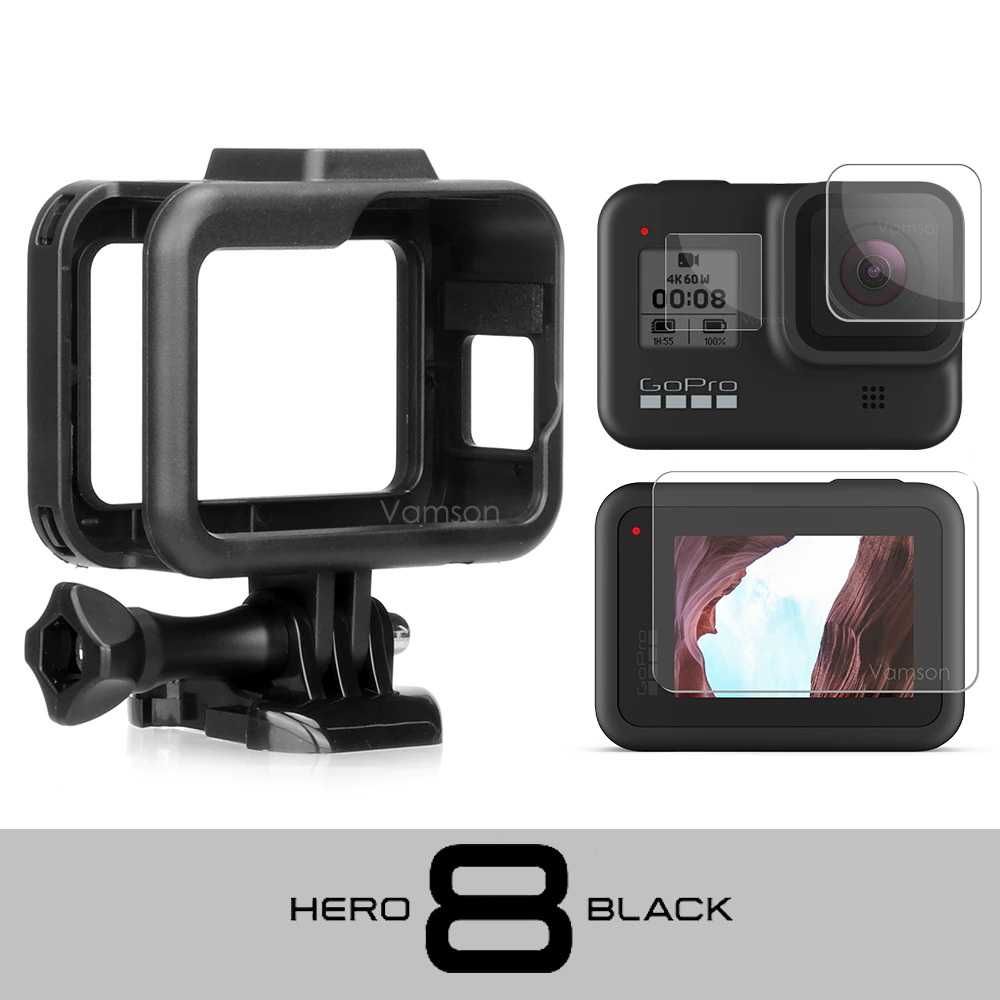 Cadru frame de protectie + folii sticla camere de actiune GoPro Hero 8