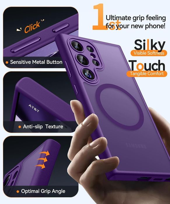 Матов magsafe кейс за samsung galaxy s24 ultra - лилав