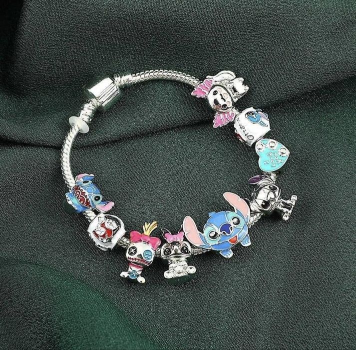 Гривна тип Пандора Лило и Стич с талисмани Lilo Stitch аксесоари