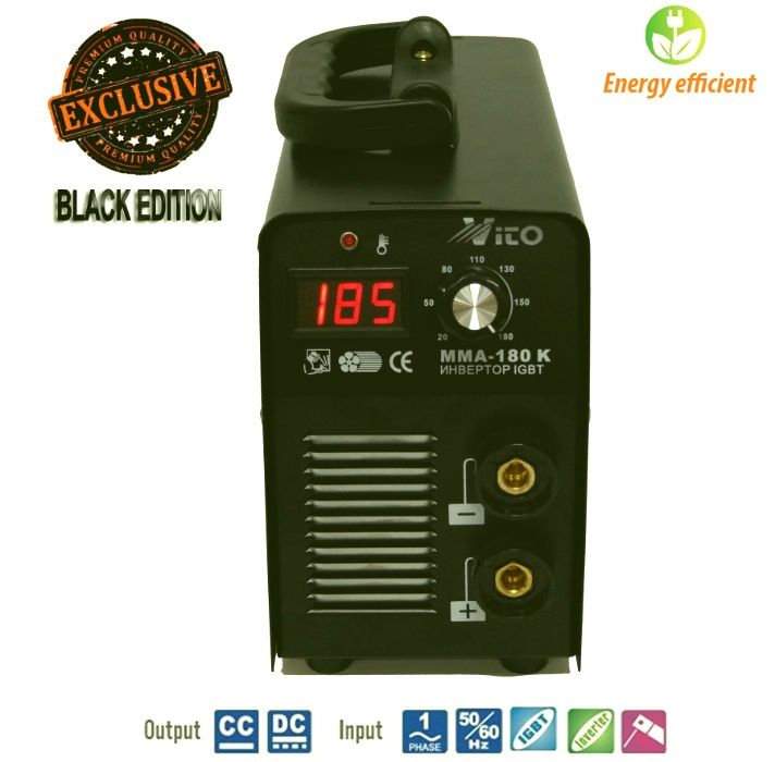 MMA180-К EXCLUSIVE BLACK EDITION IGBT Електрожени - 180 Реални ампера