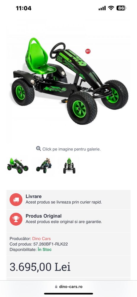 Cart cu pedale Dinocars