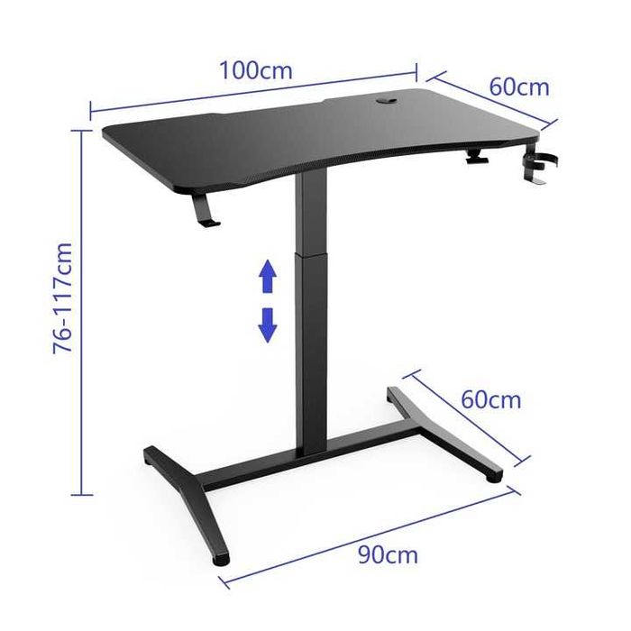 Геймърско бюро ЧЕРНО 100 x 60 см