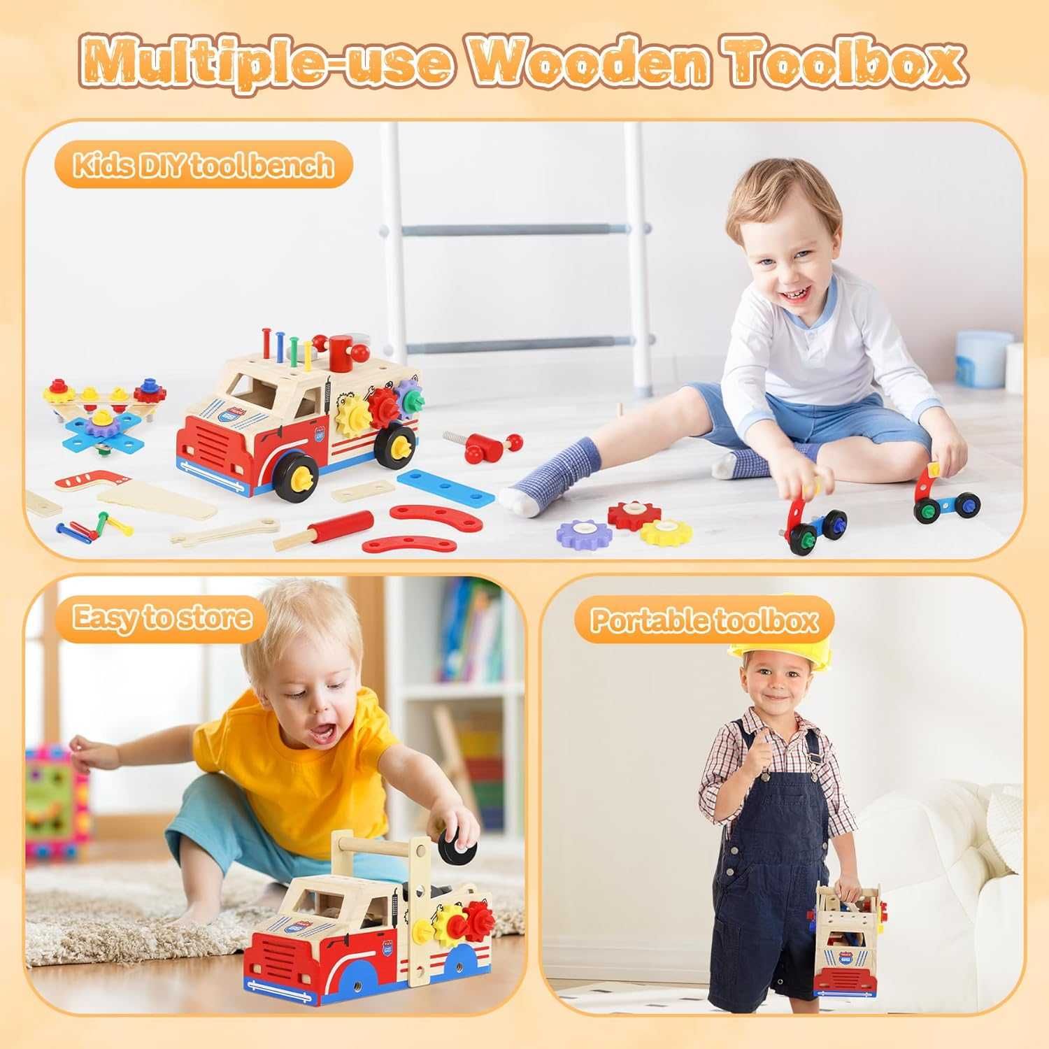 Ophy Wooden Toys Детски комплект за игра с инструменти - 45 части