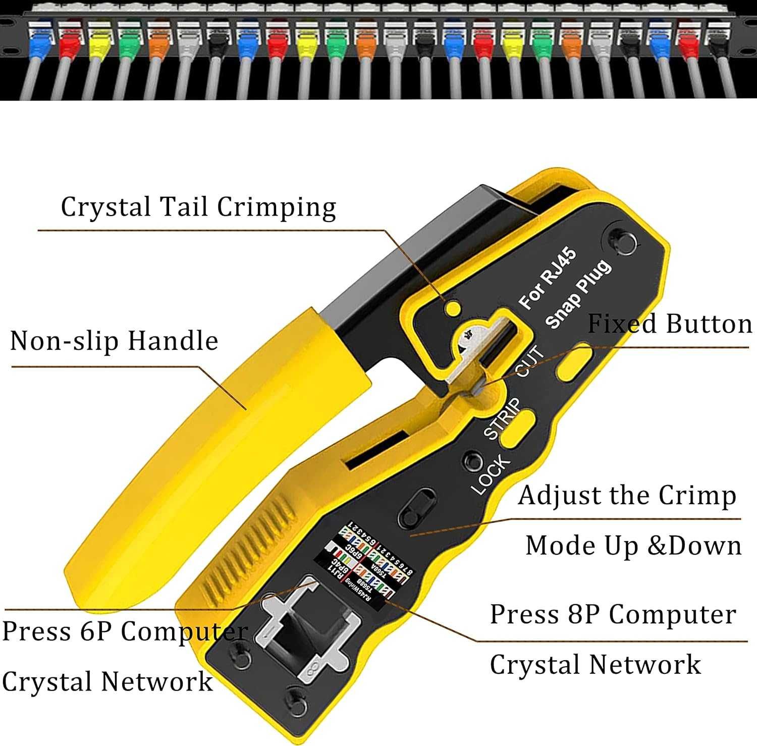 Нов! за кримпване на мрежови кабели RJ45 RJ12 RJ11 CAT5 CAT6 с тестер