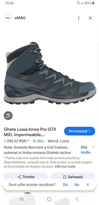 Lowa inox pro Gtx ghete bărbătești măsură 47  31 cm