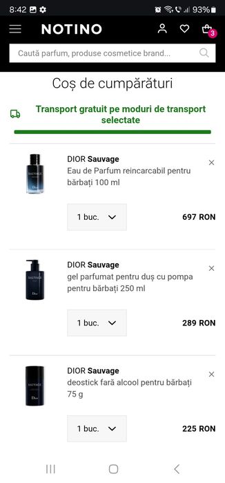 Set Dior Sauvage barbati