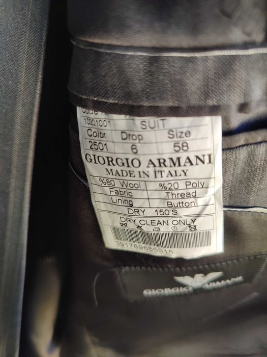 Costum Giorgio Armani ORIGINAL 58 - Gri-Lana virgina - Toamna Iarna