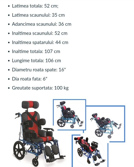 Scaun handicap pentru copii cu dizabilitati