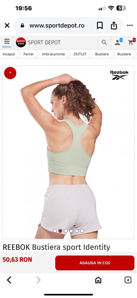 Bustiera reebok fete