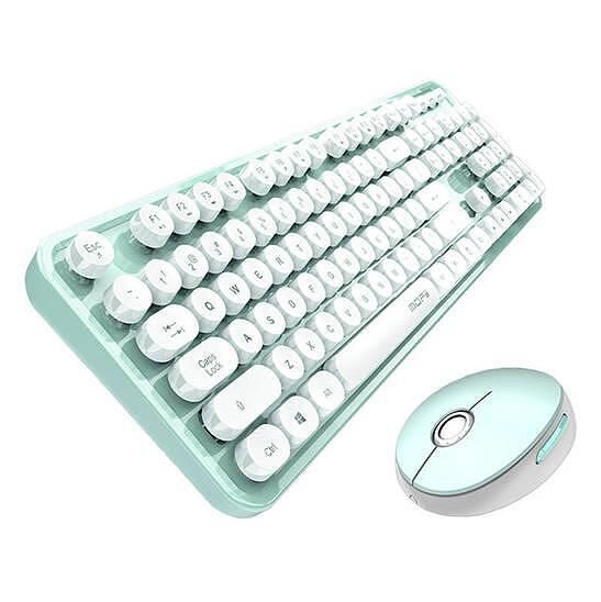 Комплект безжична клавиатура + мишка mofii sweet 2.4g (бяло-зелено)