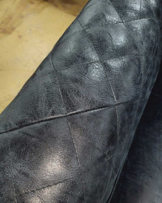 Черен кожен диван двойка - 100 % естествена кожа - телешки бокс