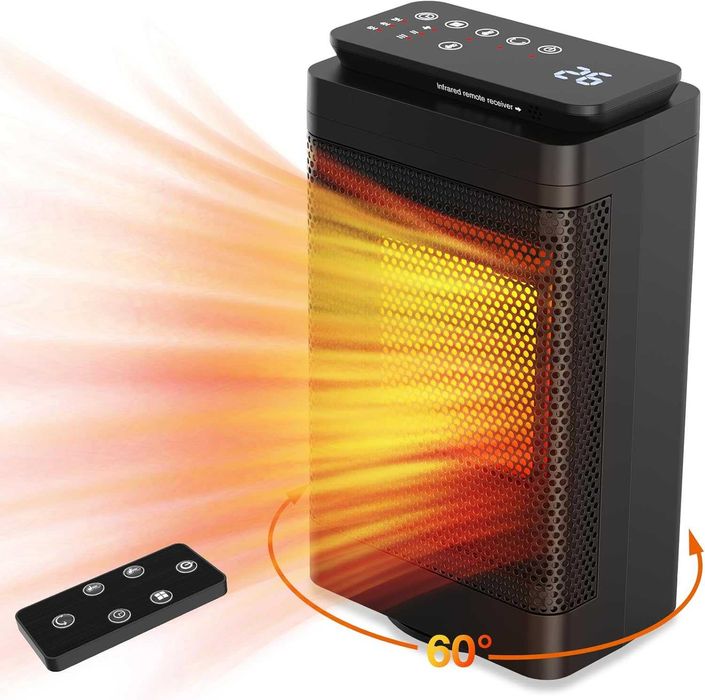 Вентилаторна печка 1500W, дистанционно управление и дигитален дисплей