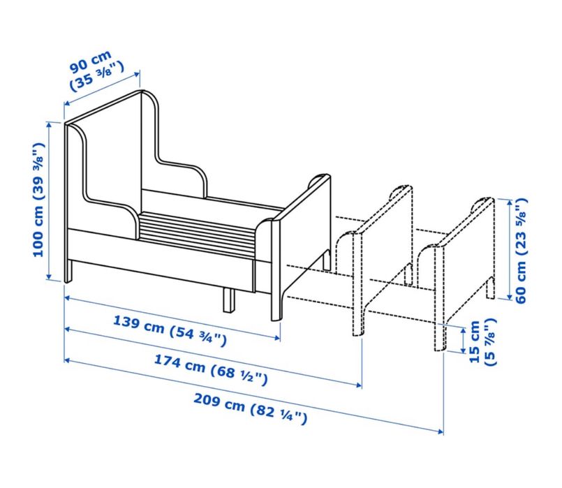 Pat extensibil Ikea + saltea extensibila