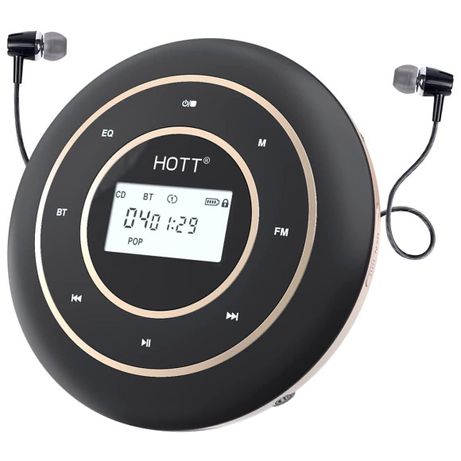 Портативный CD-плеер HOTT C105 с HiFi Bluetooth 5.0 и FM-передатчиком,