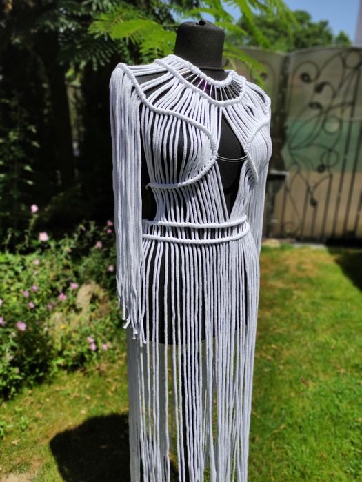 Rochie handmade macrame de plaja, boho festival dress