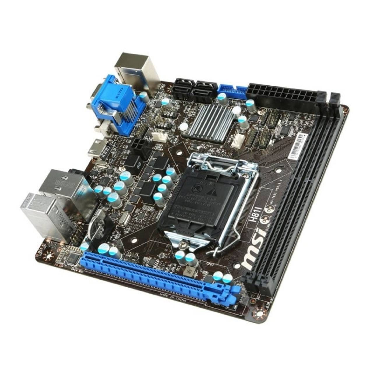 Placa de baza MSI H81i, Intel H81, 4th gen, 2x DDR3, SATA III, DVI,