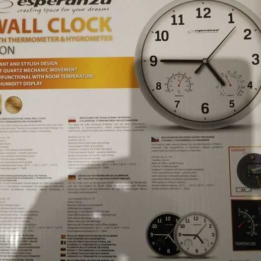 Ceas de perete cu termometru și hidrometru pt umiditate,nou.