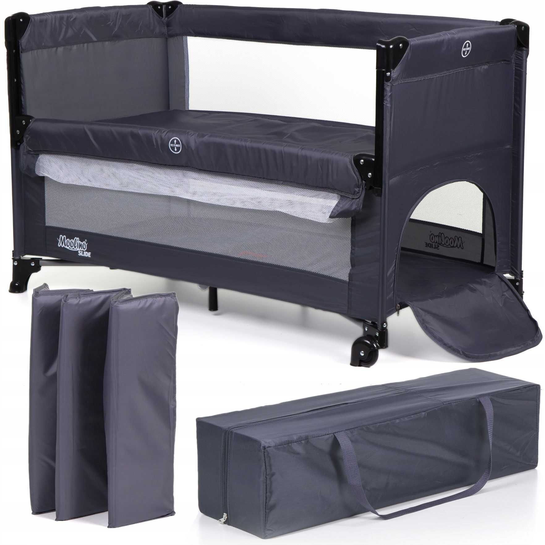 Patut pliant voiaj ultraportabil 2 in 1 pentru copii Bed Slide, gri