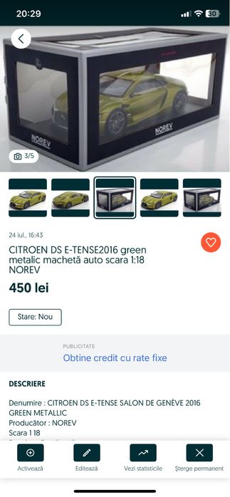 CITROEN DS E-TENSE SALON DE GENÈVE 2016 macheta auto 1:18 Norev
