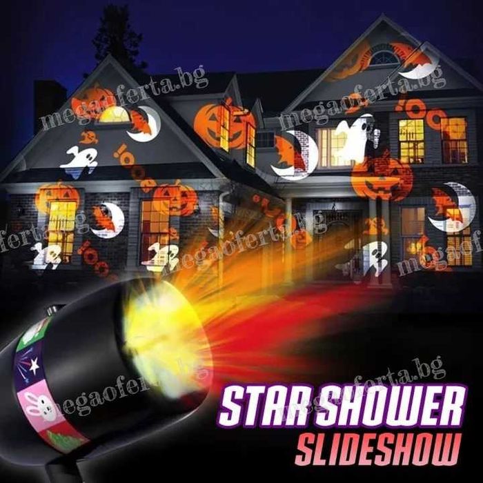 Детски Коледен Проектор Лазер 48 Сменяеми Картинки Коледа Рожден Ден