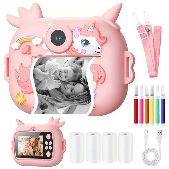 Детска камера фотоапарат с дисплей моментни снимки термопринтер 5 вида