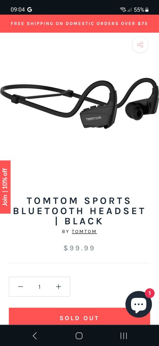 TomTom - Casti / handsfree bluetooth pt jogging, sala, bicicleta, etc.