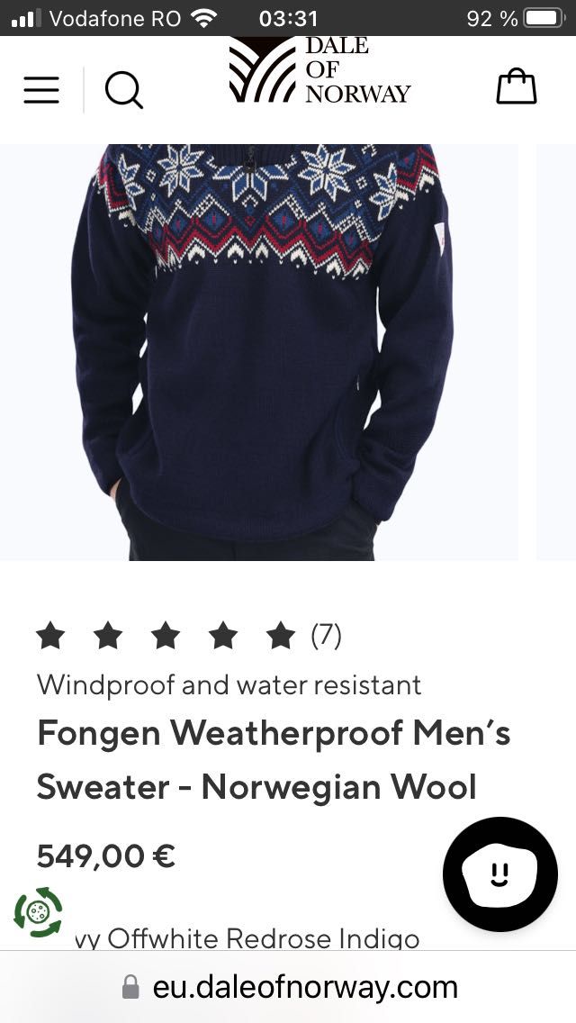Vand pulover Dale Fongen  Lana fb pt conditii extreme pt schi sau oras