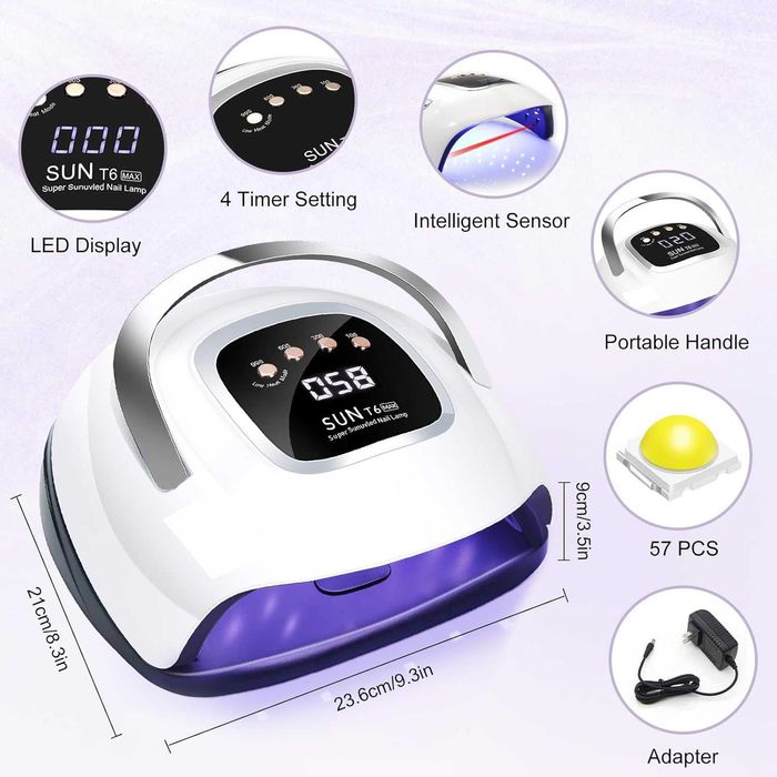 Професионална UV/LED лампа за маникюр 220W, 57 LED,авто сензор,таймер