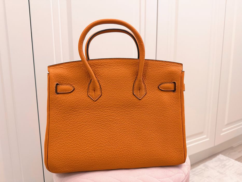 Geantă din piele naturală inspirată de Birkin 30 – portocaliu