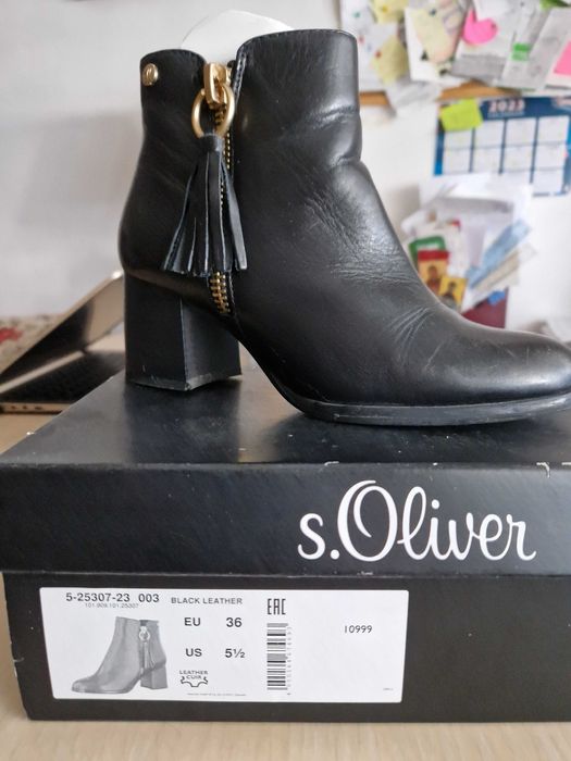 Botine  dama negre  din piele naturala  S”Oliver - Mas.36