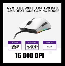 NZXT Lift MS 16000 DPI RGB Lighting PixArt геймърска мишка оптичен сен