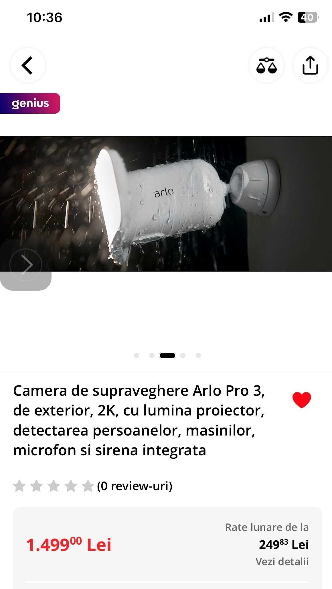 Arlo Pro3Floodlight Camera video supraveghere 2K IR lumina NOU SIGILAT