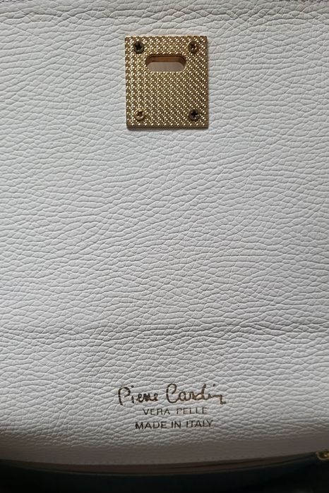 Poseta dama alba piele Pierre Cardin