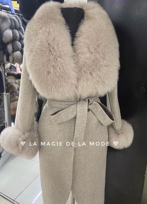 Палто Alpaca с естествен косъм от лисица