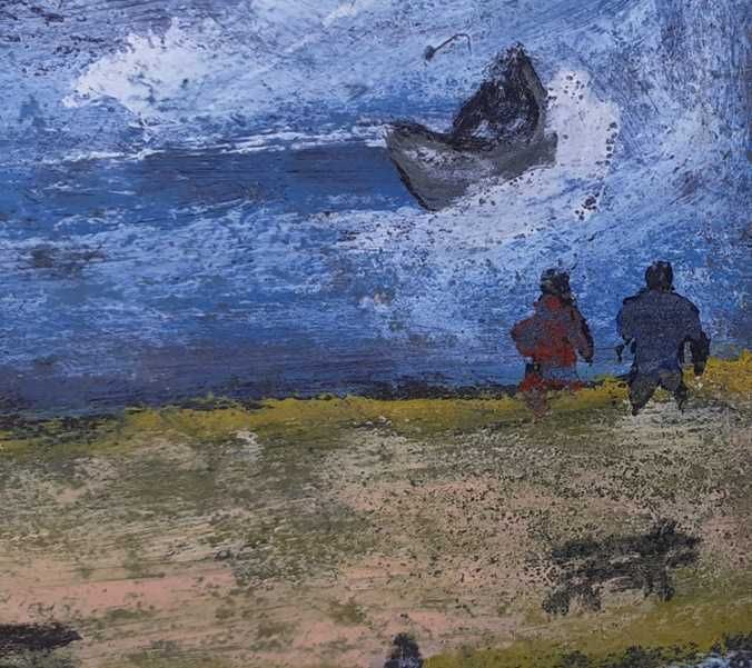 Tablou vechi - peisaj marin semnat P. Iorgulescu Yor