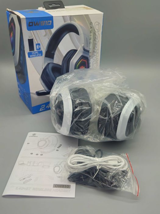 Ozeino безжични геймърски слушалки 2.4GHz + Bluetooth,mic,LED,USB-A/-C