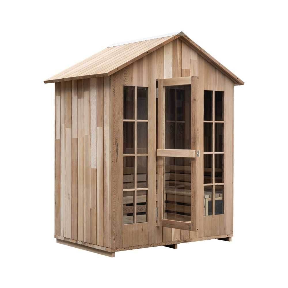 Saună exterioară 2 persoane din pin termotratat cu sobă electrică