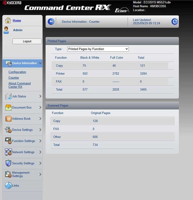 Imprimanta Multifunctionala Laser Color Kyocera ECOSYS M5521cdn
