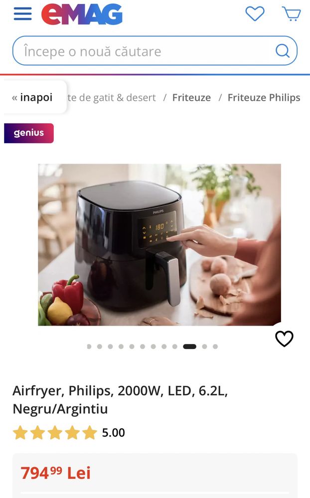 Vand Airfryer, Philips,2000w, led, 6,2 litri aproape nou