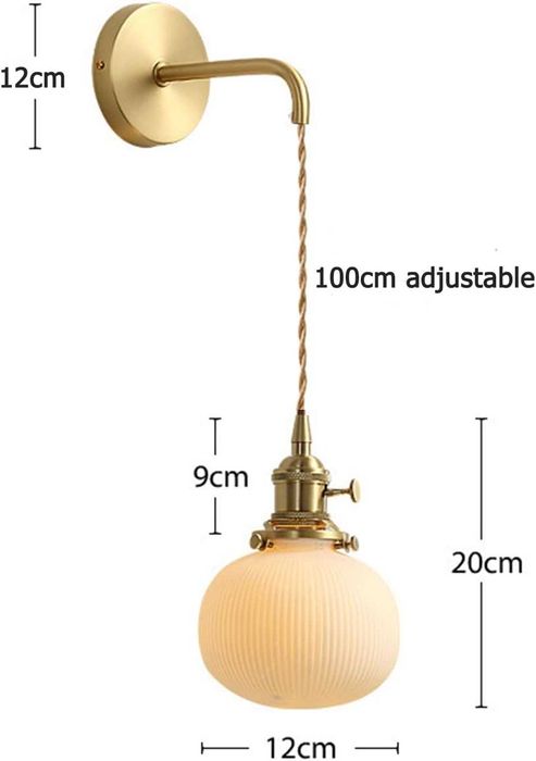 NICRX Аплик от бяла керамика за стена, с месингова златна основа