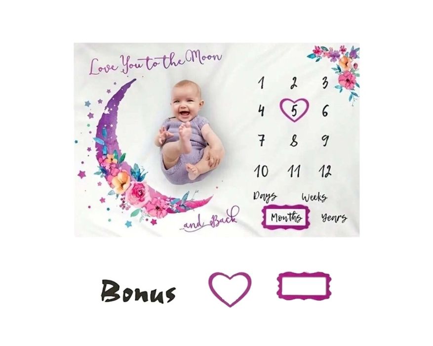 Paturica Aniversara Milestone Fetita - Semiluna