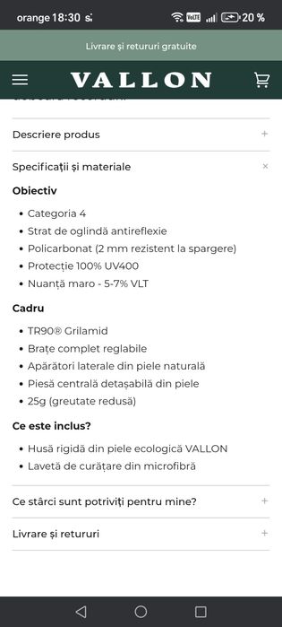 Ochelari de soare Vallon cu protecție laterală