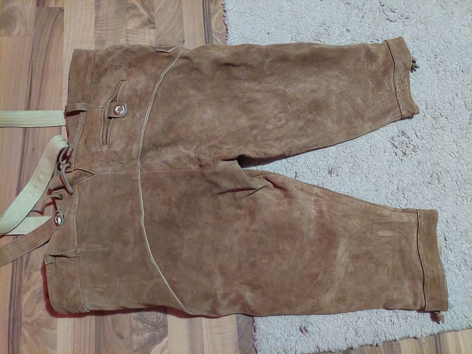 Pantaloni bavarezi,piele intoarsa,mărime 60,maro deschis